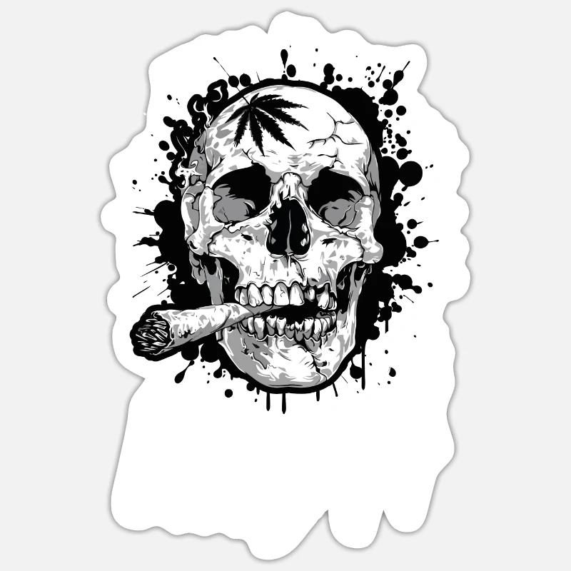 Skull OG Kush Cannabis - Sticker size S (10 x 10 cm) - white matte
