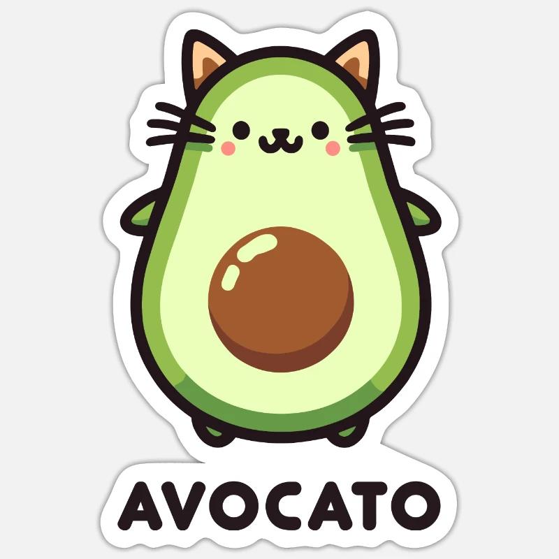 Mignon Avocato Chat Ami Jeu De Jeu Conception Sticker taille S (10 x 10 cm)