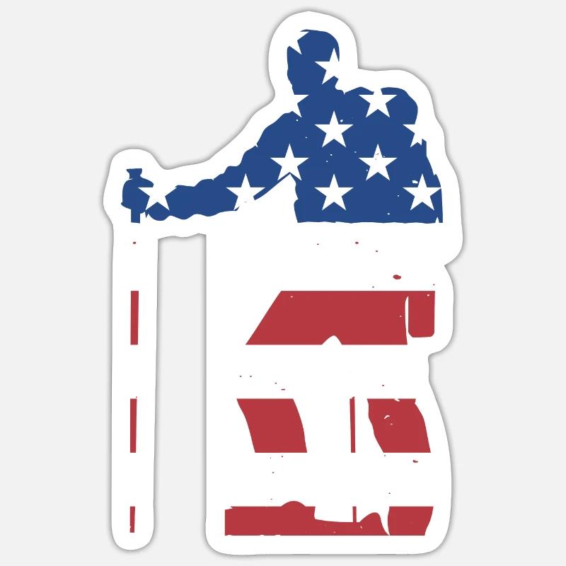 Hiker Us Drapeau Randonnée - Sticker taille S (10 x 10 cm) - blanc mat