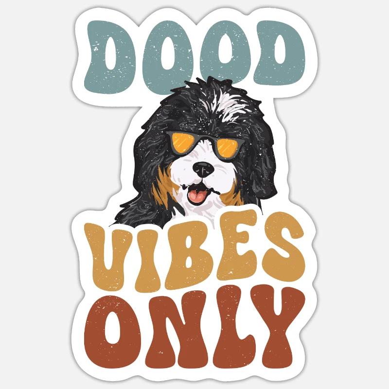 Bernedoodle Hund - Sticker Größe S (10 x 10 cm) - Mattweiß