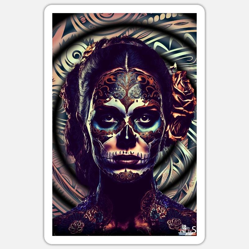 day dead make -up Sticker taille S (10 x 10 cm)