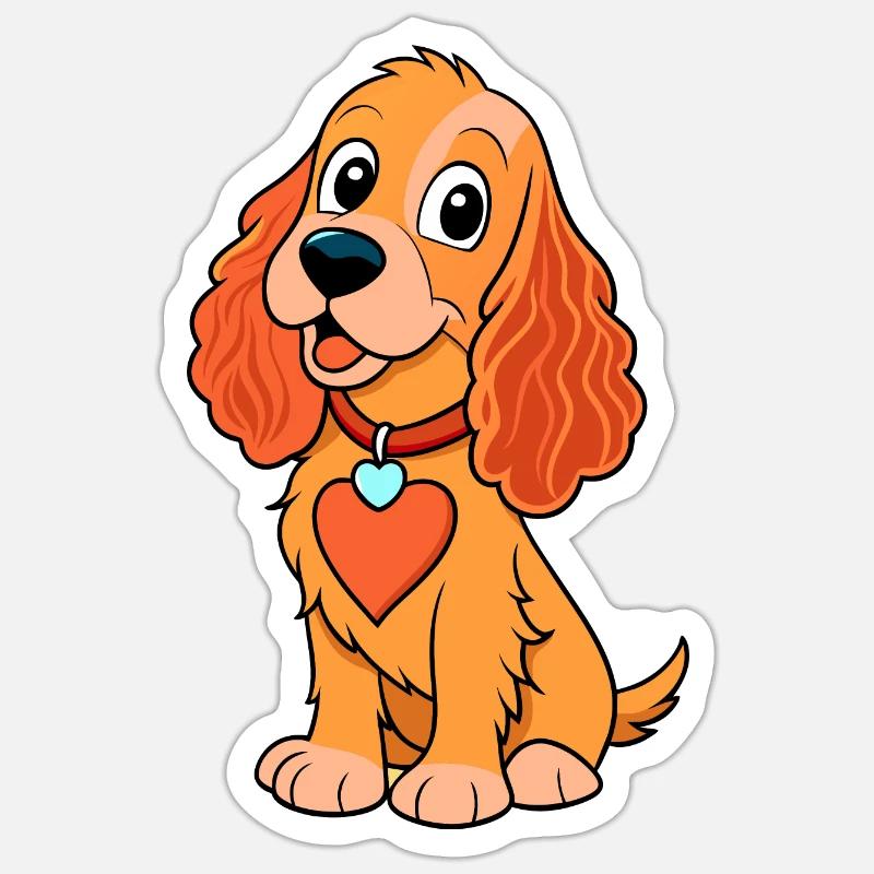 Liebevolle Cocker Spaniel Digitale Kunst Sticker Größe S (10 x 10 cm)