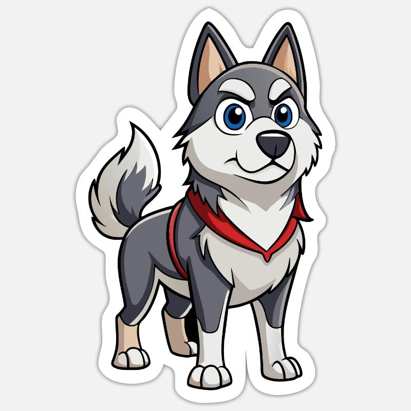 A Norwegian Elkhound with a determined expression Sticker size S (10 x 10 cm)