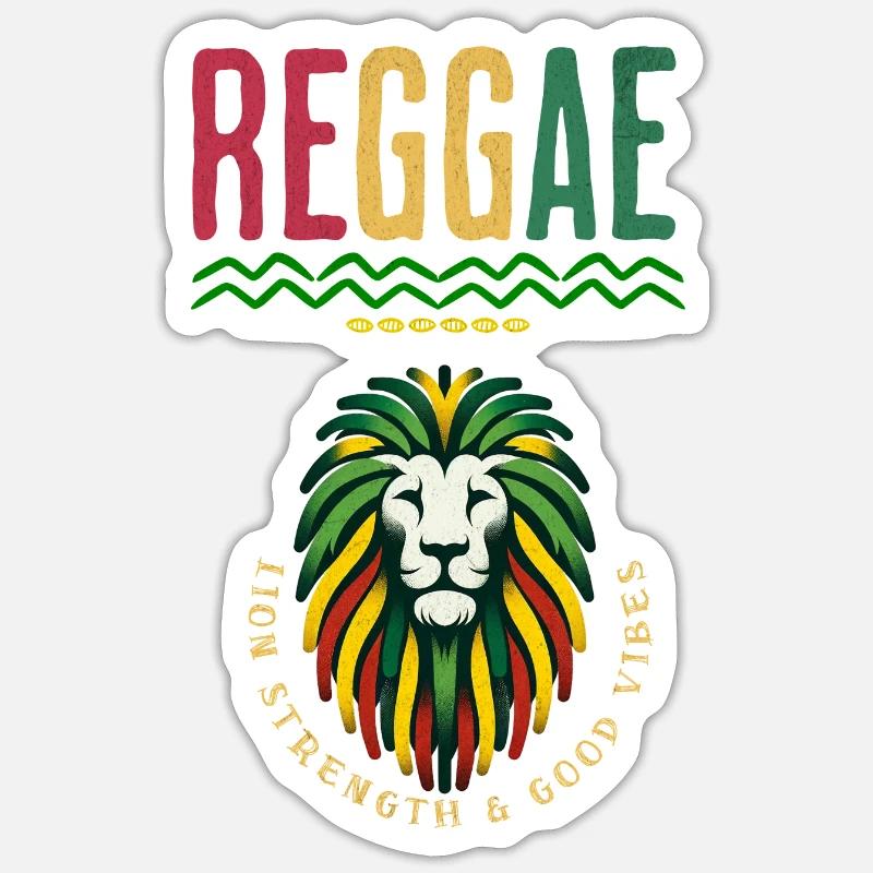 Reggae Lion tshirt - Sticker size S (10 x 10 cm) - white matte