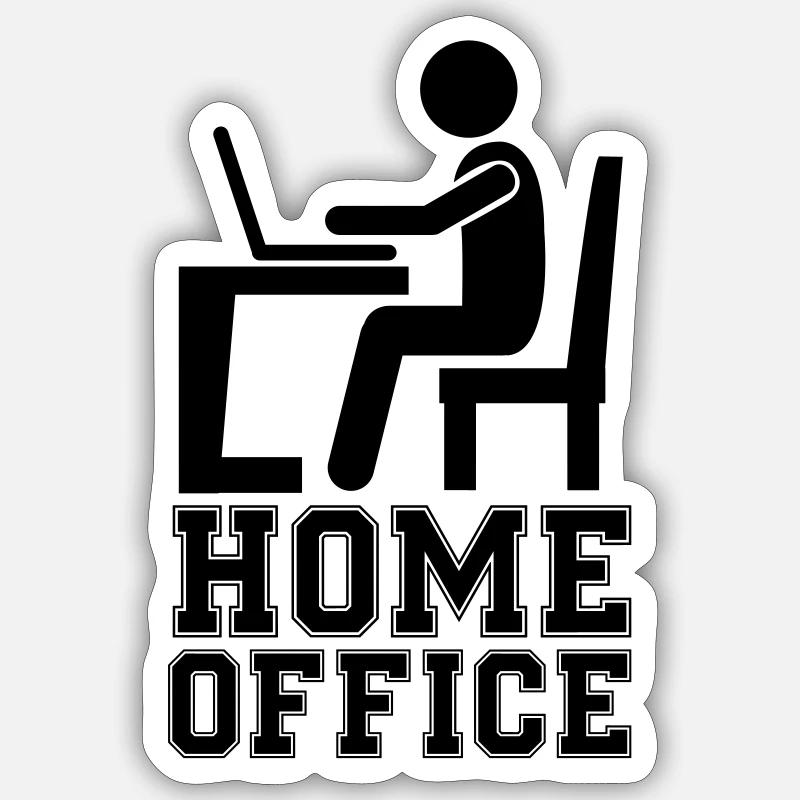 computer work home office - Sticker Größe S (10 x 10 cm) - Mattweiß