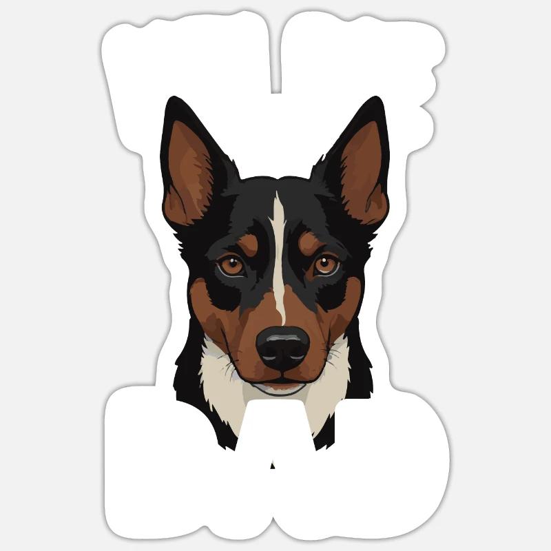 Cadeau de chien Kelpie - Sticker taille S (10 x 10 cm) - blanc mat