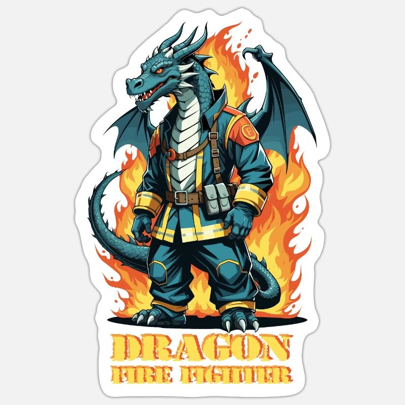Dragon Fire Brigade - Sticker size S (10 x 10 cm) - white matte