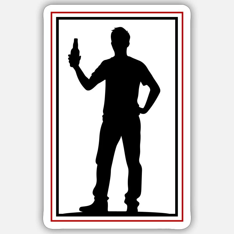 Drinking Beer Silhouette - Sticker size S (10 x 10 cm) - white matte