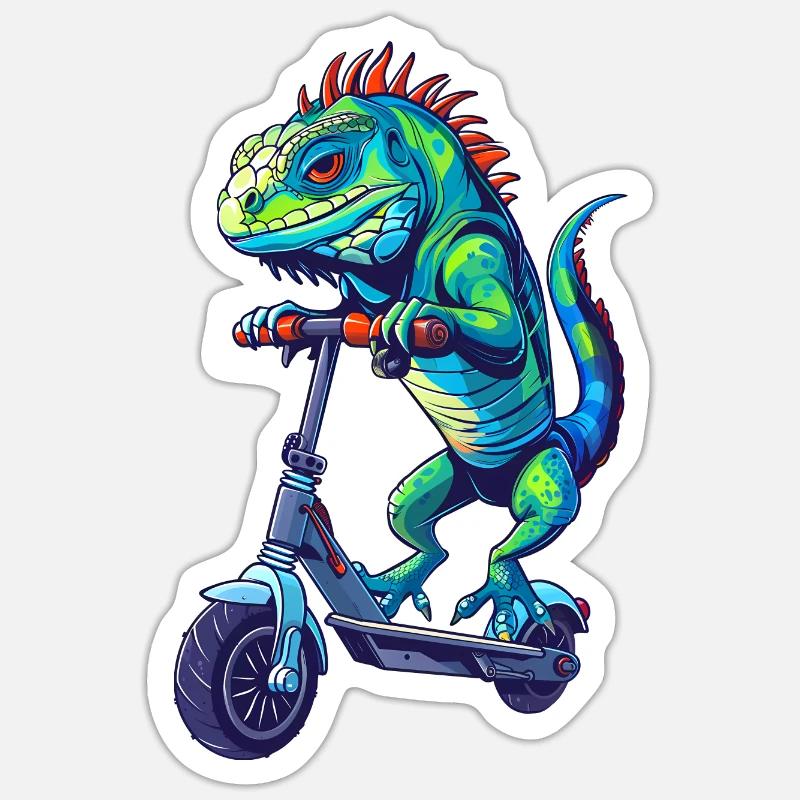 Leguan Roller - Sticker Größe S (10 x 10 cm) - Mattweiß