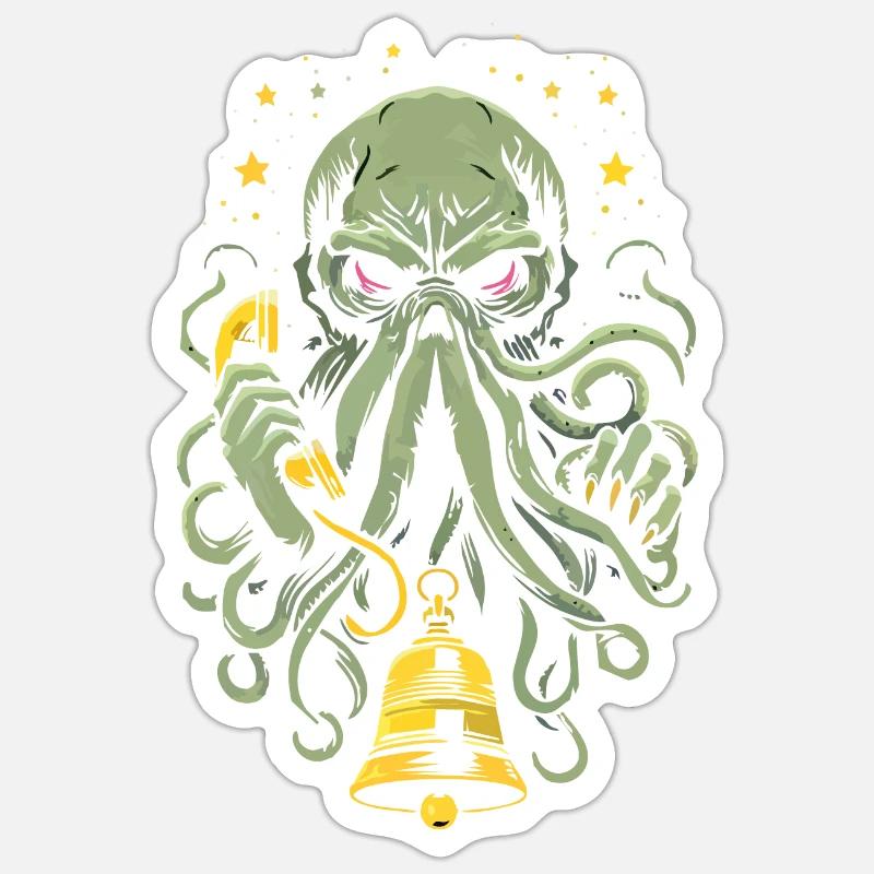 L’appel de Cthulhu ! - Sticker taille S (10 x 10 cm) - blanc mat