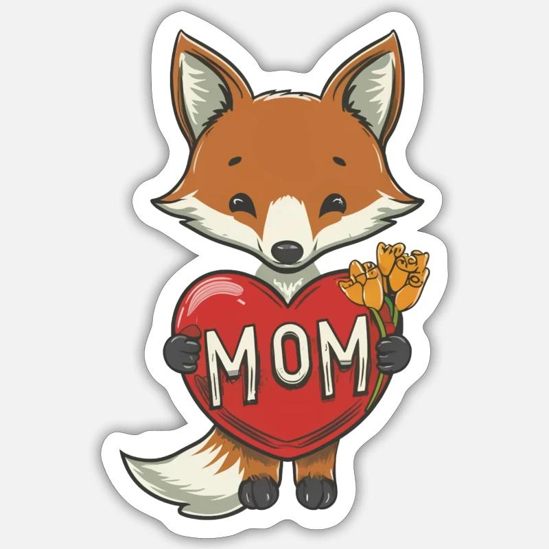FOX MOM - Sticker size S (10 x 10 cm) - white matte