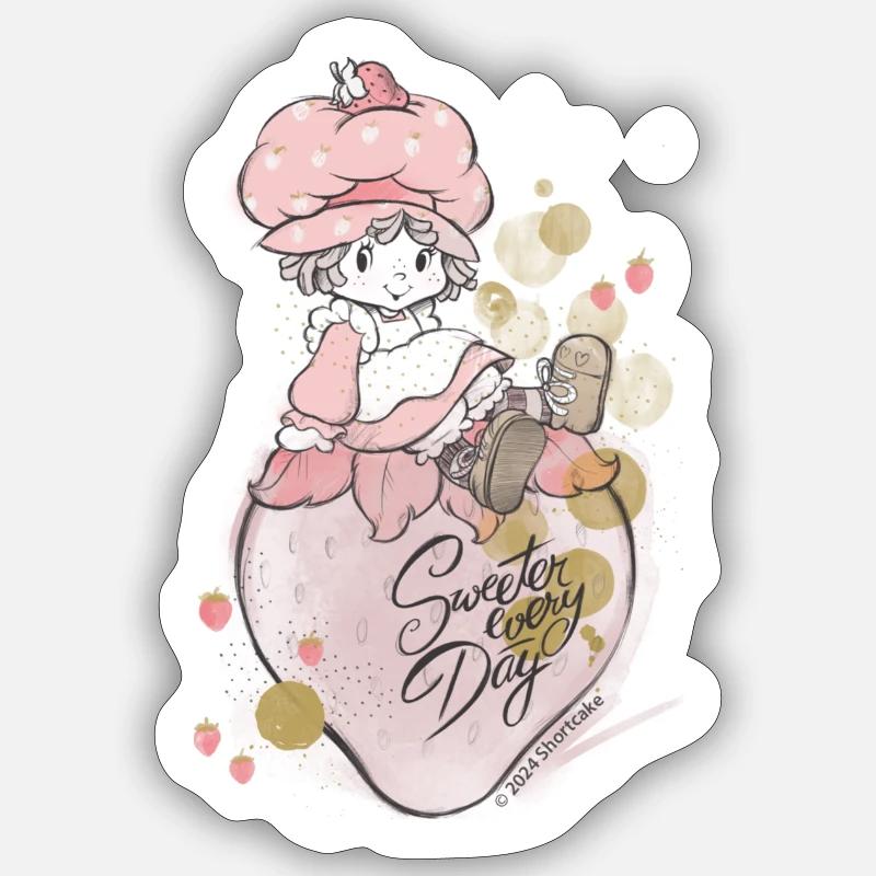 Strawberry Shortcake Sweeter Every Day Cute Design - Sticker size S (10 x 10 cm) - white matte