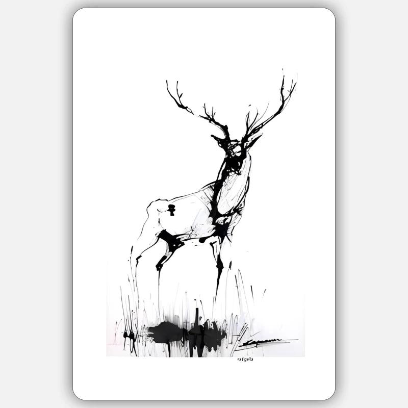 Der Hirsch - Sticker Größe S (10 x 10 cm) - Mattweiß