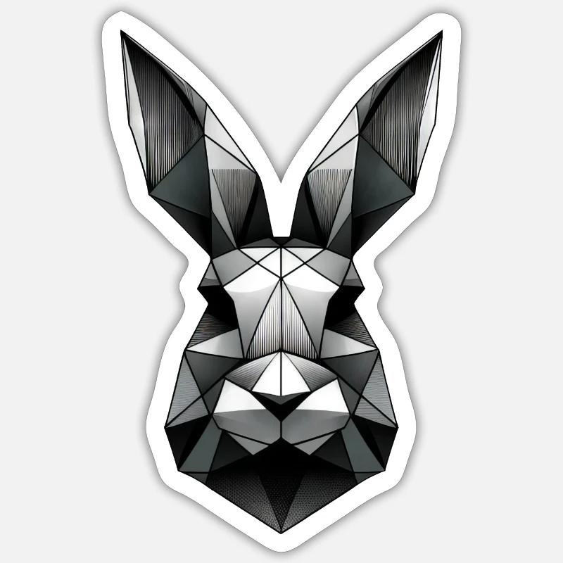 Geometric Bunny Polygon Rabbit Design - Sticker size S (10 x 10 cm) - white matte