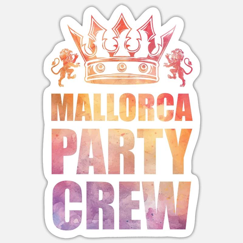 Mallorca Party Crew Spruch - Sticker Größe S (10 x 10 cm) - Mattweiß