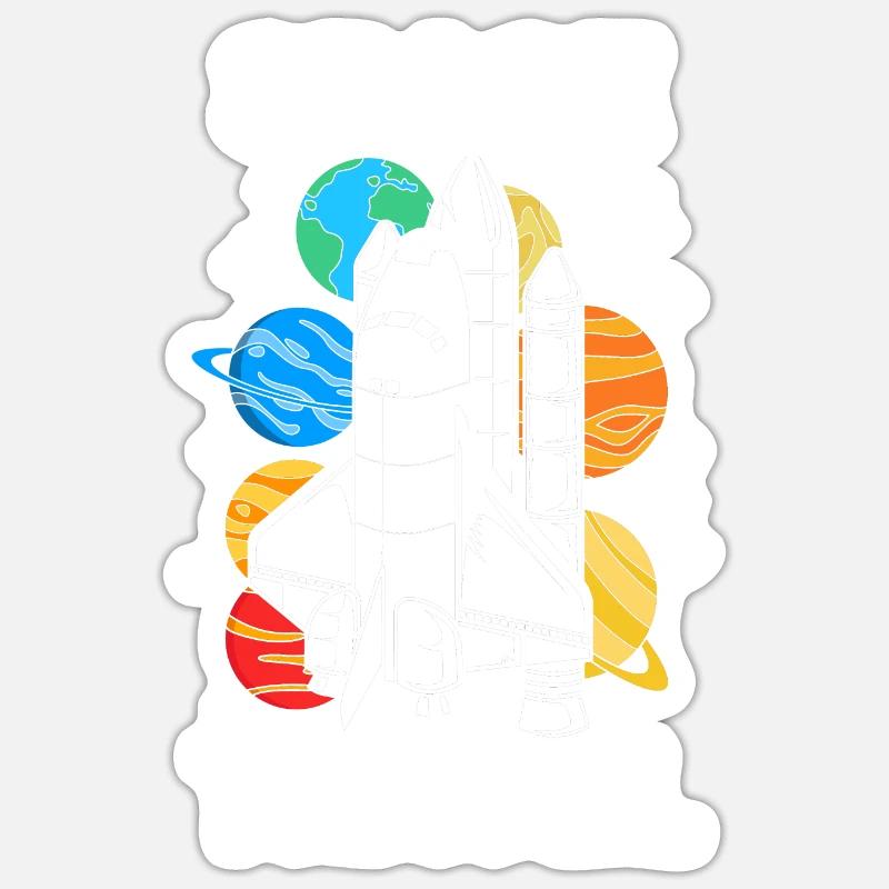 Univers du système solaire - Sticker taille S (10 x 10 cm) - blanc mat