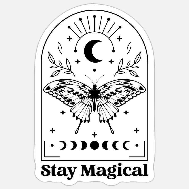 Butterfly and magic - Sticker size S (10 x 10 cm) - white matte