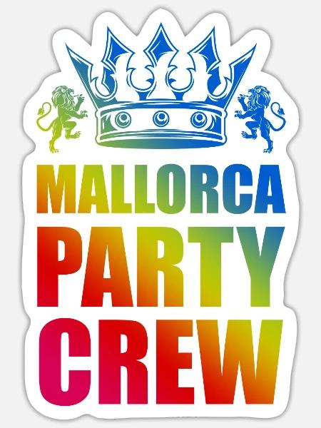 Mallorca Party Crew Spruch - Sticker Größe S (10 x 10 cm) - Mattweiß