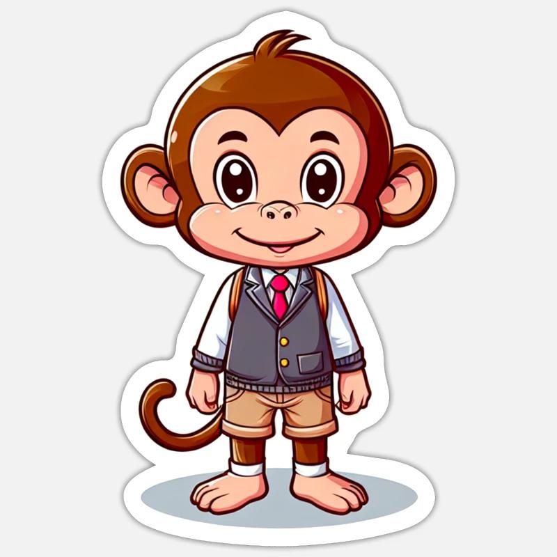Cute Schoolboy Monkey Sticker Größe S (10 x 10 cm)