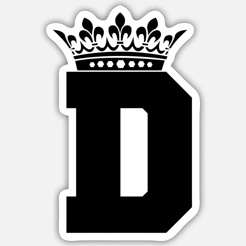 letter D Crown - Sticker size S (10 x 10 cm) - white matte