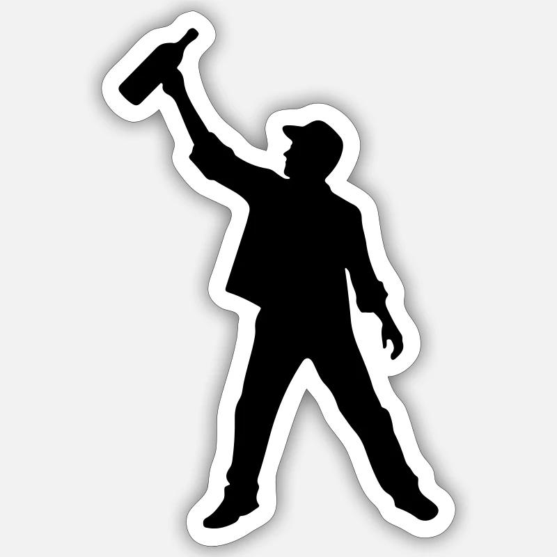 Boisson Soirée Silhouette Sticker taille S (10 x 10 cm)