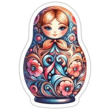 Matrjoschka klassisch original Geschenk - Sticker Größe S (10 x 10 cm) - Mattweiß - Vorne