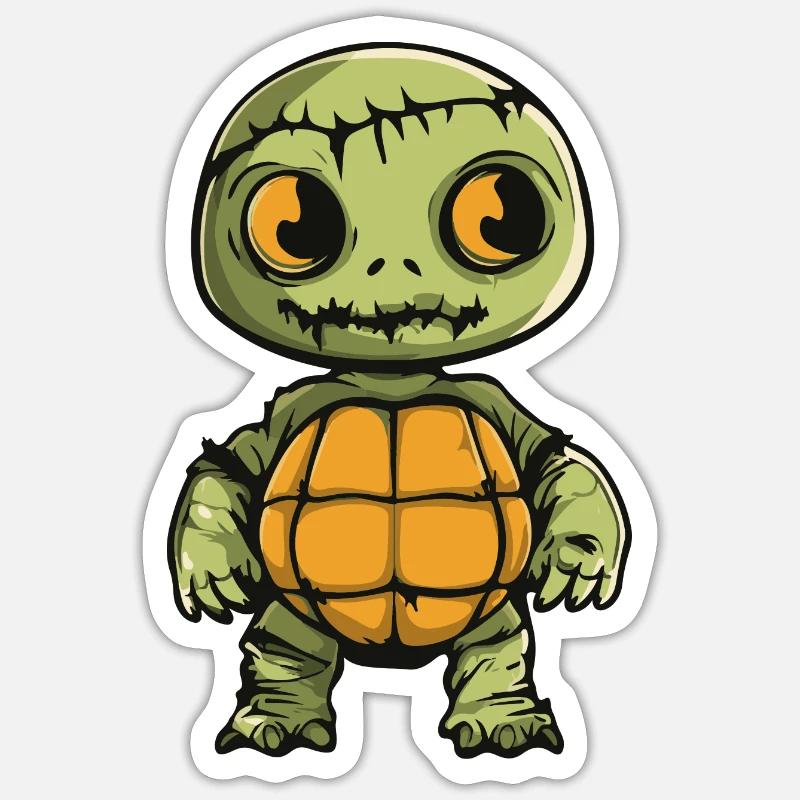 Turtle Halloween Zombie - Sticker size S (10 x 10 cm) - white matte