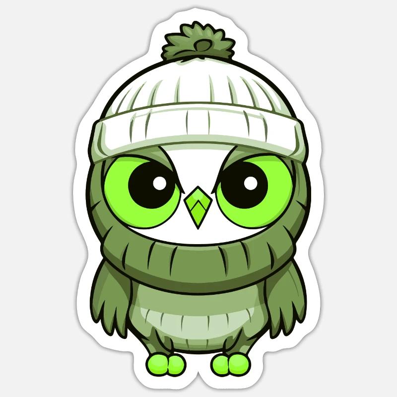 Owl Winter Comic - Sticker size S (10 x 10 cm) - white matte