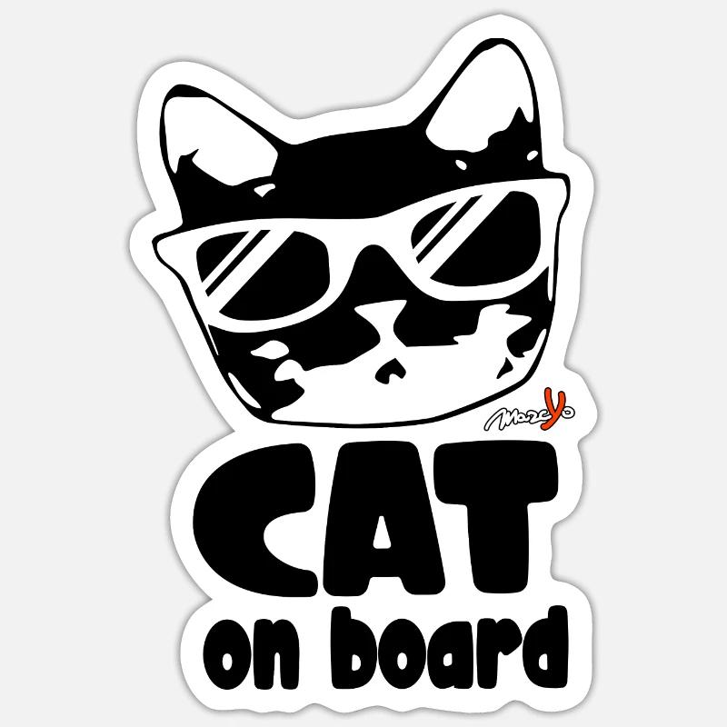 Cat on board - Sticker formato S (10 x 10 cm) - bianco opaco