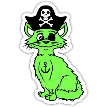Cute Pirate Cats Buccaneer Eye Patch Hat Costume - Sticker size S (10 x 10 cm) - white matte - Front