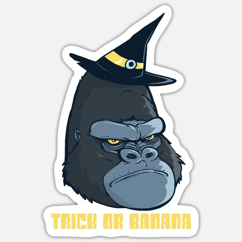 Halloween Gorilla 2 - Sticker taille S (10 x 10 cm) - blanc mat