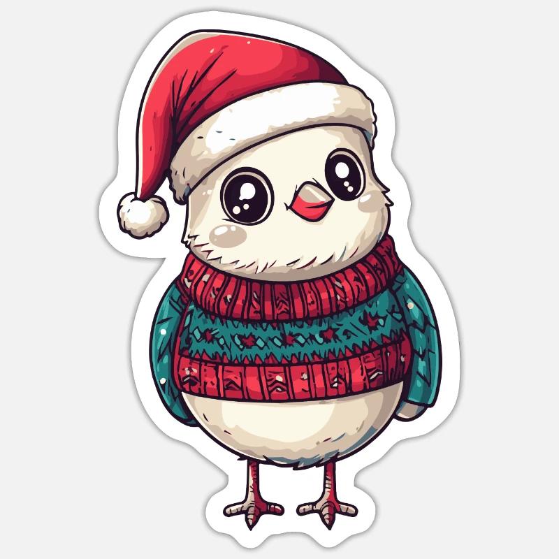Colombe Oiseau Noël - Sticker taille S (10 x 10 cm) - blanc mat