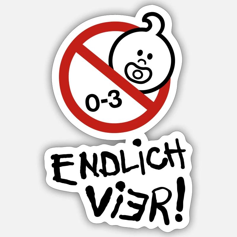 Endlich Vier! - Sticker Größe S (10 x 10 cm) - Mattweiß