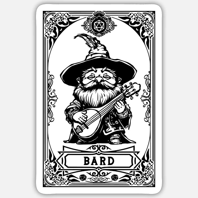 Bard RPG Tarot Card chibi Sticker taille S (10 x 10 cm)