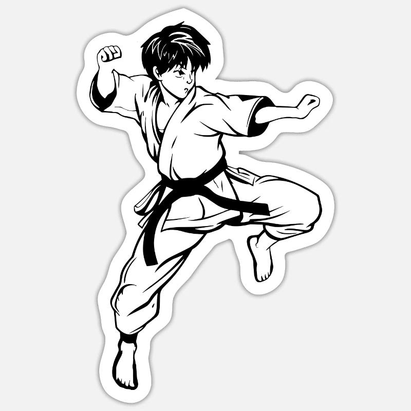 Karate Boy Drawing - Sticker size S (10 x 10 cm) - white matte
