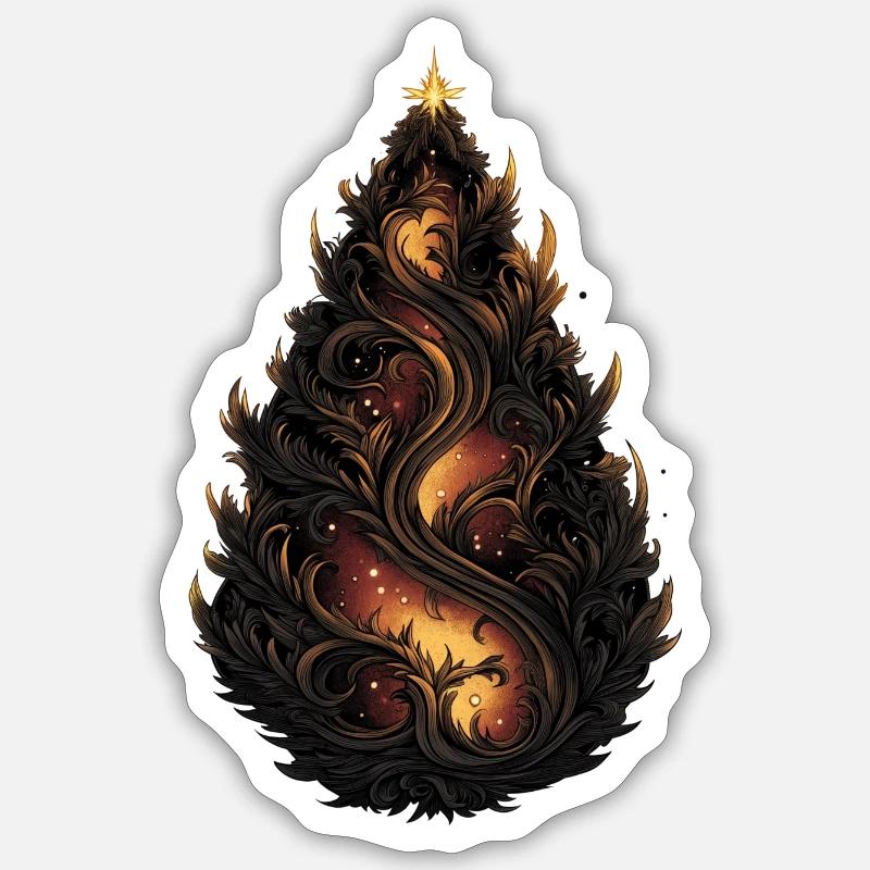 Magic Christmas Tree: Festive Flames! - Sticker size S (10 x 10 cm) - white matte