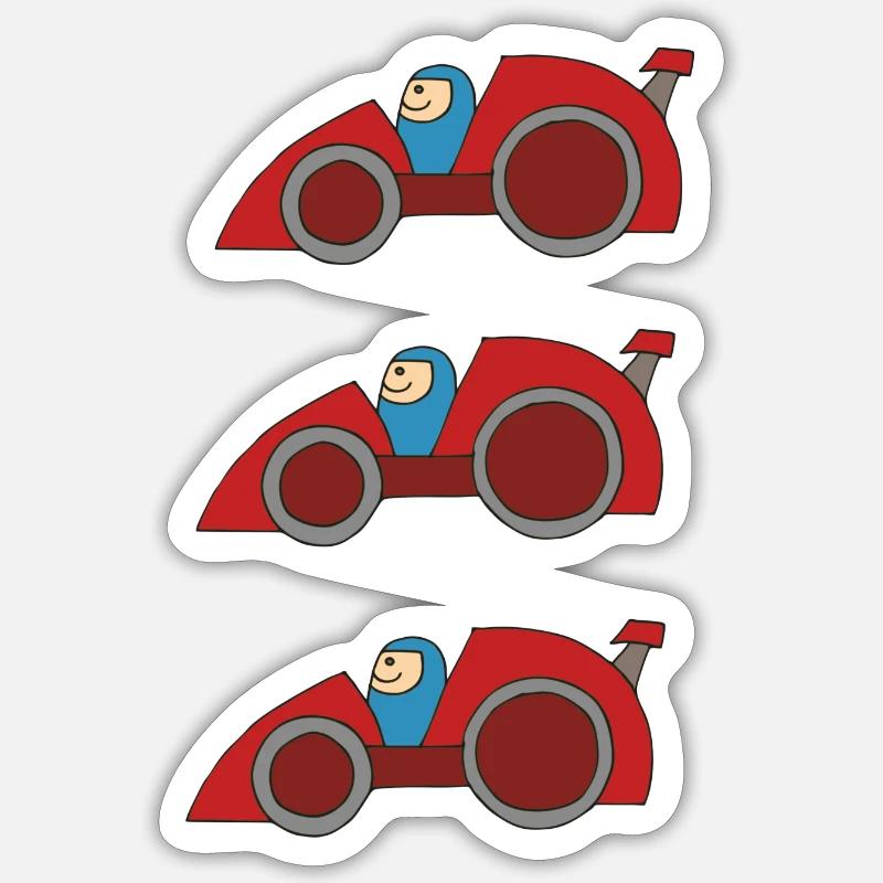 Course automobile - Sticker taille S (10 x 10 cm) - blanc mat