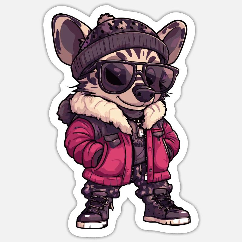 Hyäne Winter - Sticker Größe S (10 x 10 cm) - Mattweiß