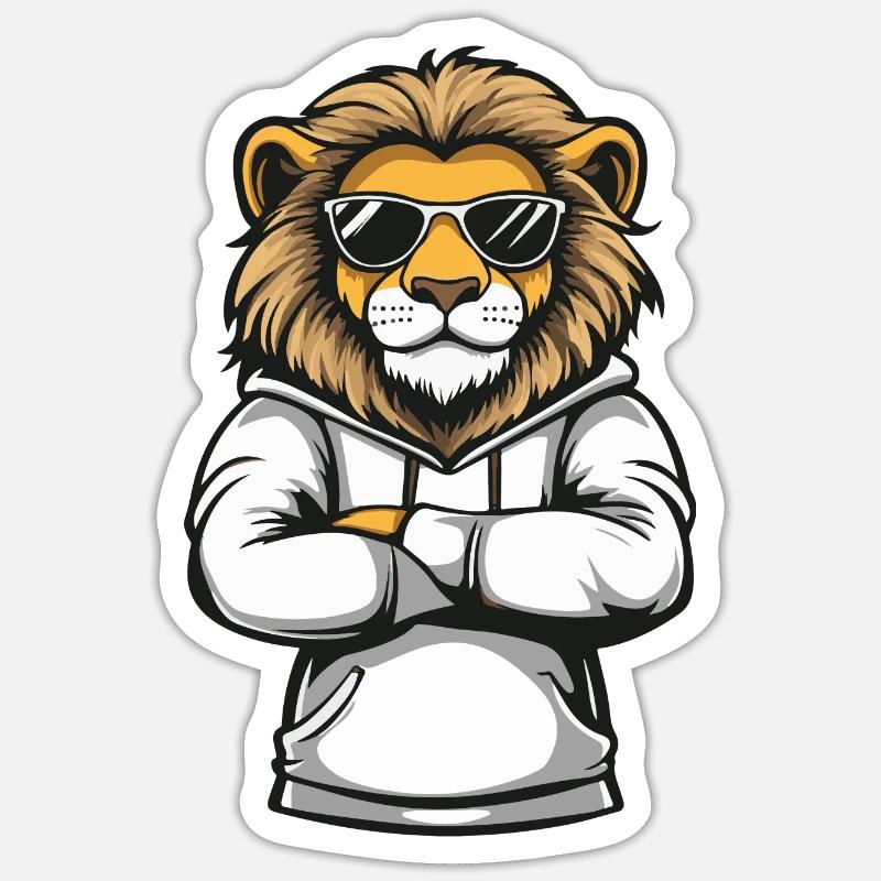 Bande dessinée du lion - Sticker taille S (10 x 10 cm) - blanc mat