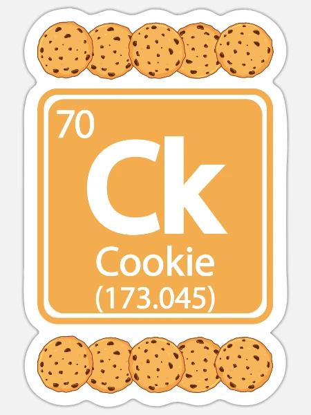 Cookie Element - Lustiges Periodensystem - Sticker Größe S (10 x 10 cm) - Mattweiß