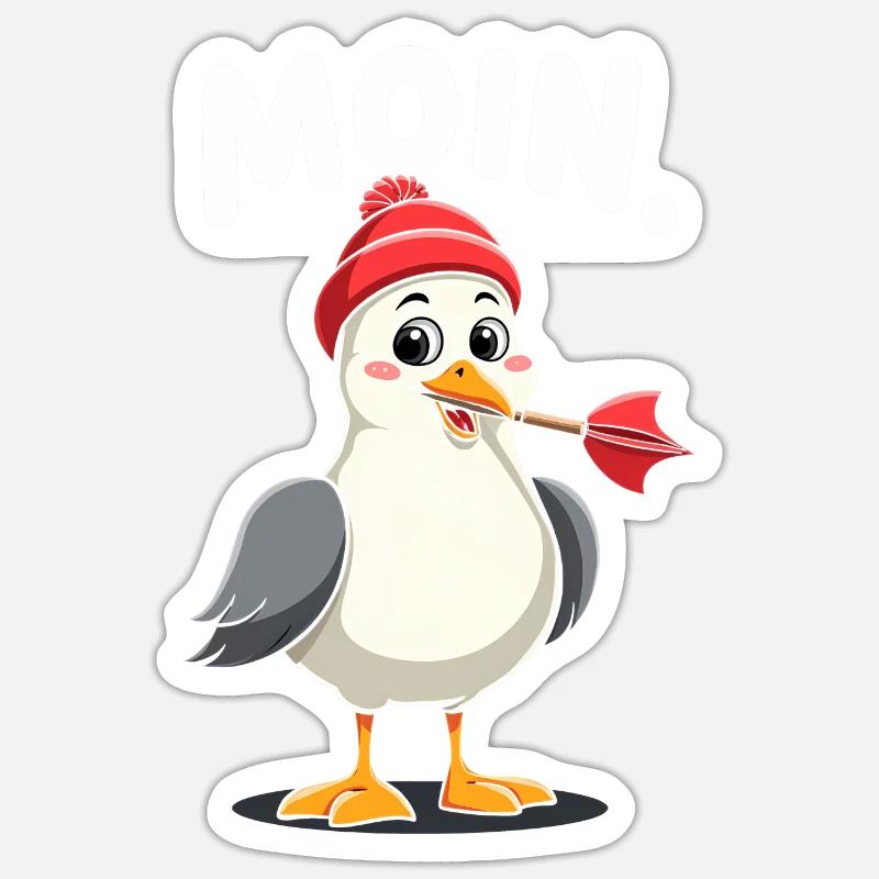 Darts Dart Moin Möwe - Sticker Größe S (10 x 10 cm) - Mattweiß