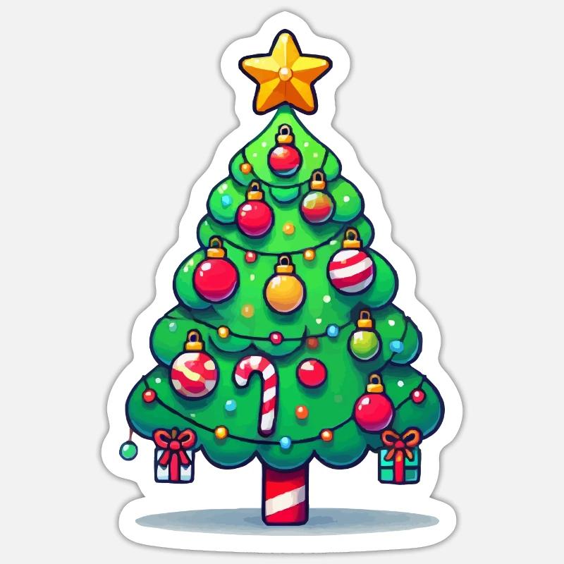Arbre de Noël - Sticker taille S (10 x 10 cm) - blanc mat