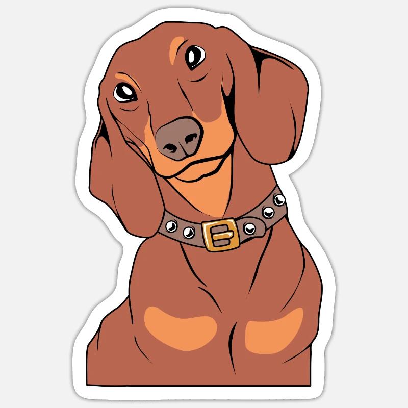 Teckel - Sticker taille S (10 x 10 cm) - blanc mat