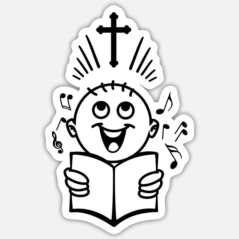 Boy religion psalm singing - Sticker size S (10 x 10 cm) - white matte