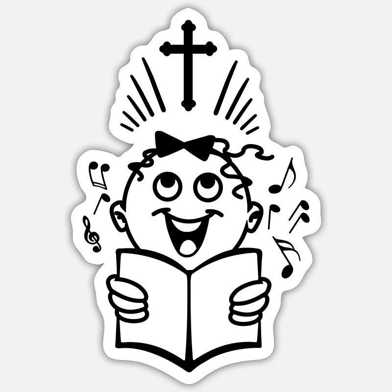 Mädchen Religion Psalm Singen - Sticker Größe S (10 x 10 cm) - Mattweiß