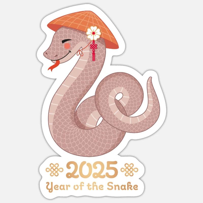 Année du Serpent 2025 - Sticker taille S (10 x 10 cm) - blanc mat