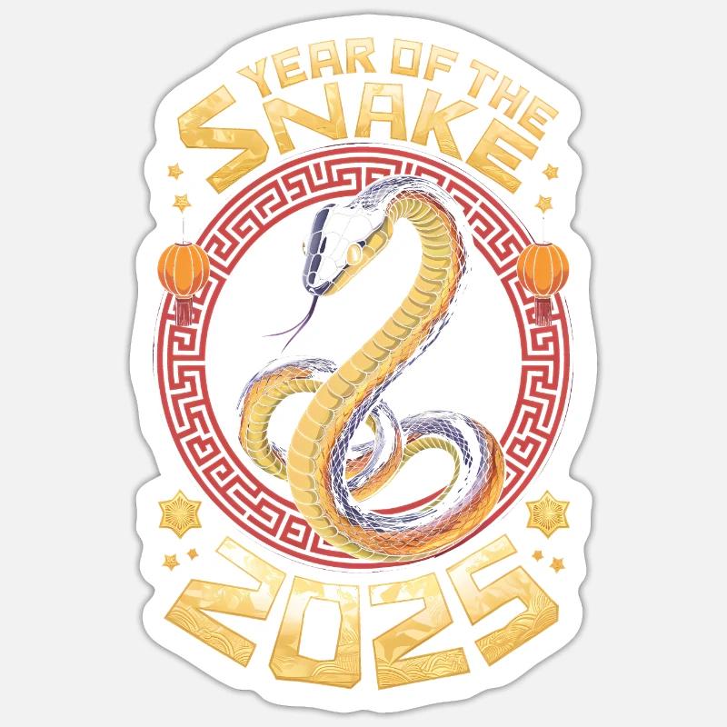 Nouvel An Chinois - Serpent 2025 - Sticker taille S (10 x 10 cm) - blanc mat