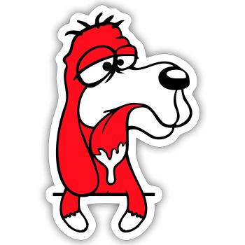 Hund Hinter Mauer Zaun Sabbert Spucke Zunge Lustig - Sticker Größe S (10 x 10 cm) - Mattweiß - Vorne