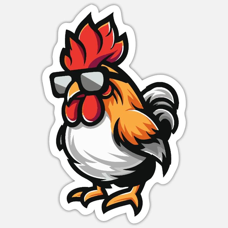 Hahn Cool Comic - Sticker Größe S (10 x 10 cm) - Mattweiß