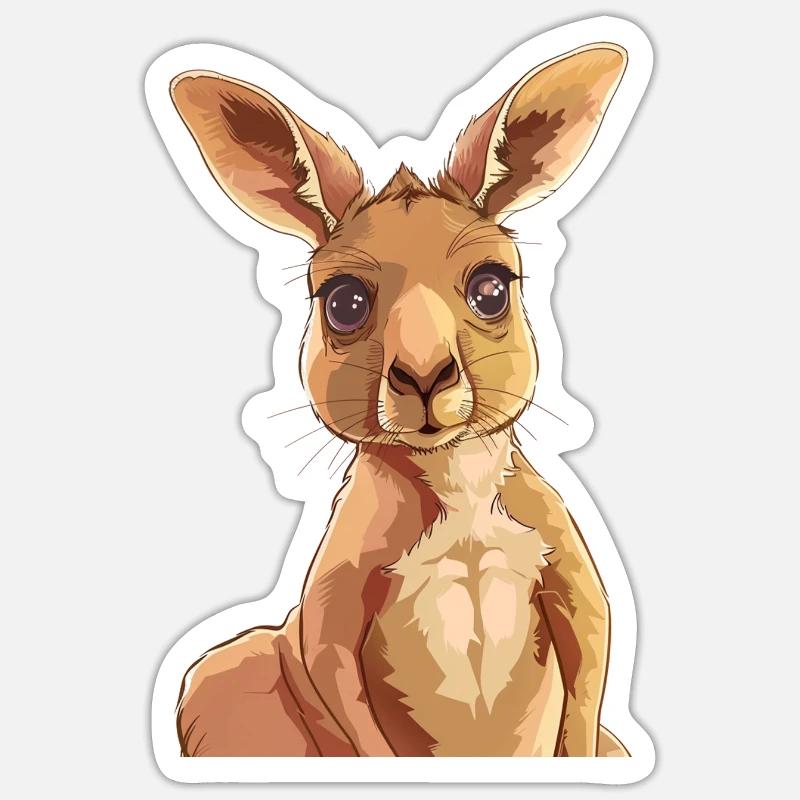 Kangourou Kaengaroo - Sticker taille S (10 x 10 cm) - blanc mat